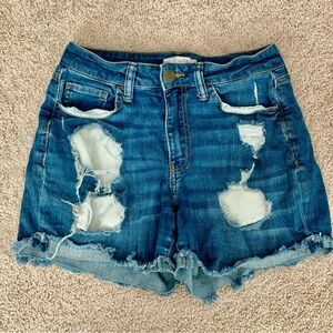 SO Distressed High Waist Denim Shorts